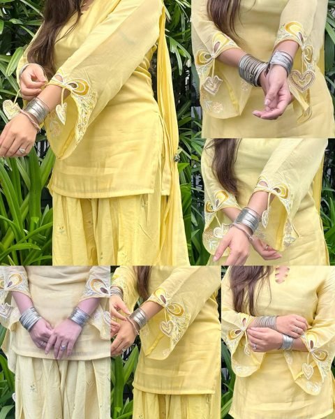 Revolutionary Yellow Mal Chanderi Cotton Farshi Salwar Set with Embroidery Work Ready To Wear Collection