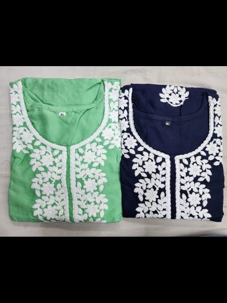 Reyon Chikankari Kurti with plazzo Collection in Wholesale rate  Lucknowi Chikankari Kurtis Wholesale
