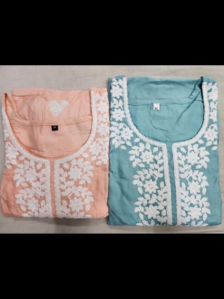 Reyon Chikankari Kurti with plazzo Collection in Wholesale rate  Lucknowi Chikankari Kurtis Wholesale