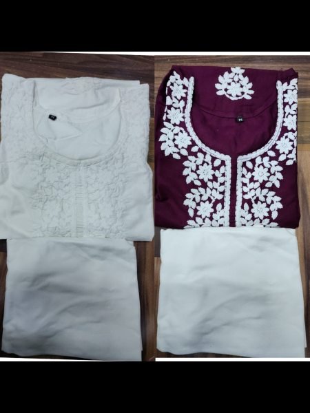 Reyon Chikankari Kurti with plazzo Collection in Wholesale rate  Lucknowi Chikankari Kurtis Wholesale