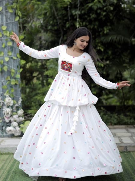 Reyon Real Mirror Works Lehenga Choli Dupatta Set 