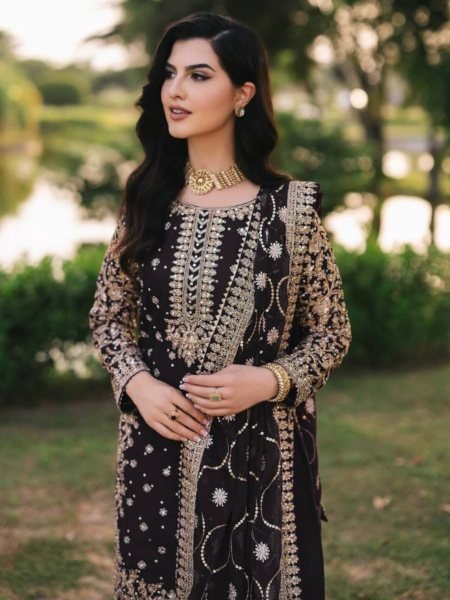 Rich Black Georgette Embroidery Suit Set with Dupatta Festive Look Ready To Wear Suit