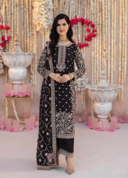Rich Black Georgette Embroidery Suit Set with Dupatta Festive Look Ready To Wear Collection
