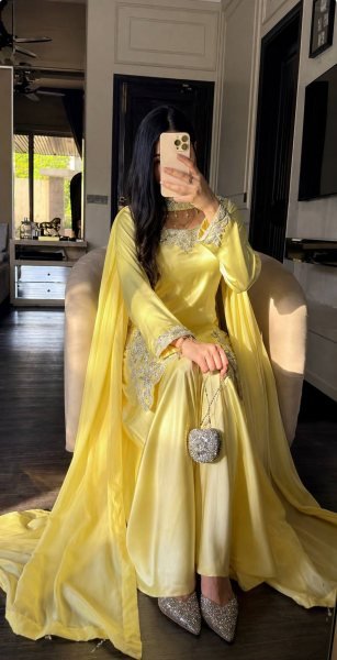 Rich Chic Pastel Yellow Devsena Silk Heavy Embroidered Sequence Work Top Plazzo Set with Organza Designer Dupatta  Ready To Wear Collection