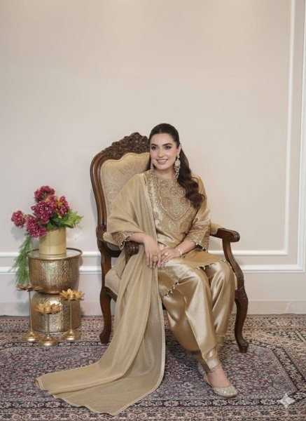 Rich Gold Farshi Salwar Suit Perfect For Festive Dressing and High Demand Resale  Ready To Wear Collection