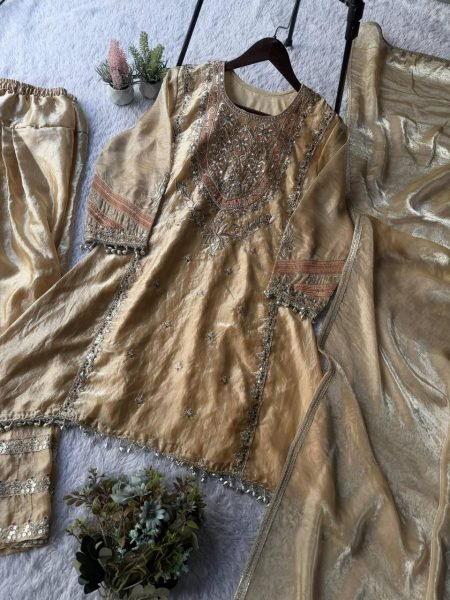 Rich Gold Farshi Salwar Suit Perfect For Festive Dressing and High Demand Resale  Ready To Wear Collection