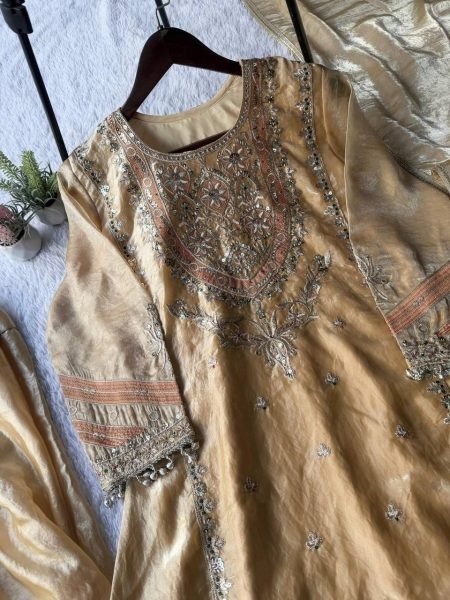 Rich Gold Farshi Salwar Suit Perfect For Festive Dressing and High Demand Resale  Ready To Wear Collection