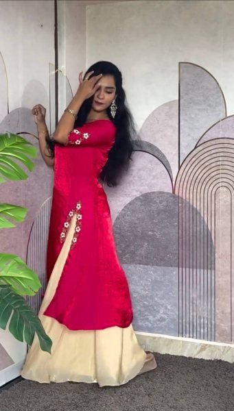 Rich Look Red Silk Kurti Palazzo Set for Wedding Season Anarkali Kurtis 