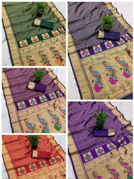 Rich Paithani Saree with Meenakari Pallu And Buti Brocade Blouse Sarees 