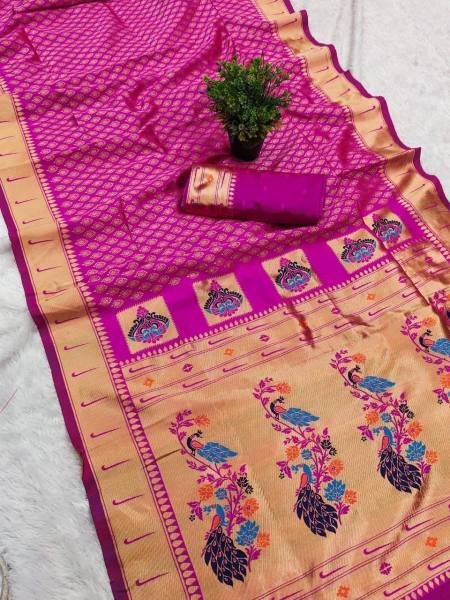 Rich Paithani Saree with Meenakari Pallu And Buti Brocade Blouse Silk Sarees Wholesale