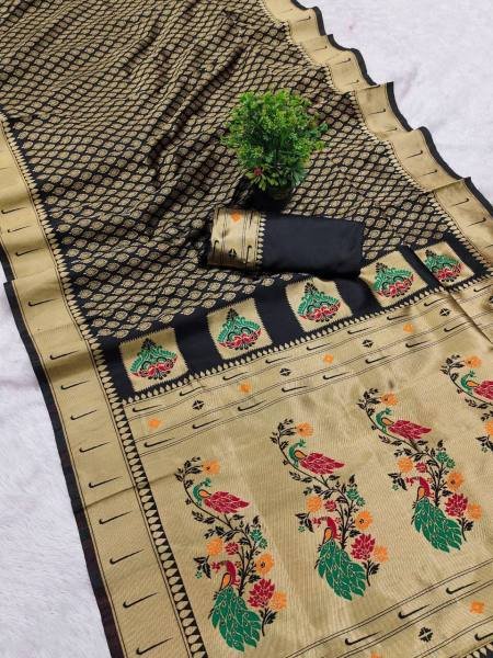 Rich Paithani Saree with Meenakari Pallu And Buti Brocade Blouse Silk Sarees Wholesale
