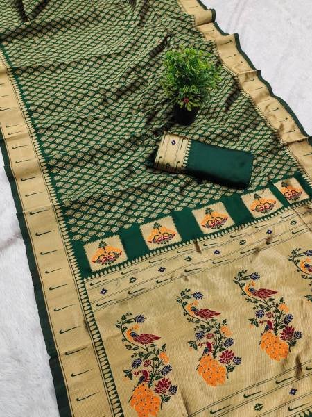 Rich Paithani Saree with Meenakari Pallu And Buti Brocade Blouse Silk Sarees Wholesale