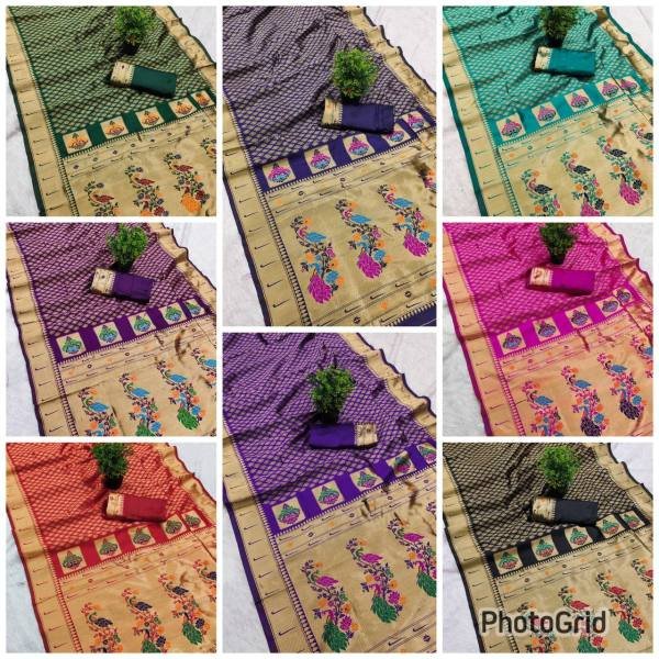 Rich Paithani Saree with Meenakari Pallu And Buti Brocade Blouse Silk Sarees Wholesale