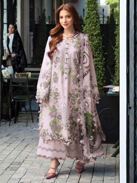 Rich Pink Cambric Lawn Cotton Suit with Cotton Digital Printed Dupatta at Factory Price Salwar Kameez