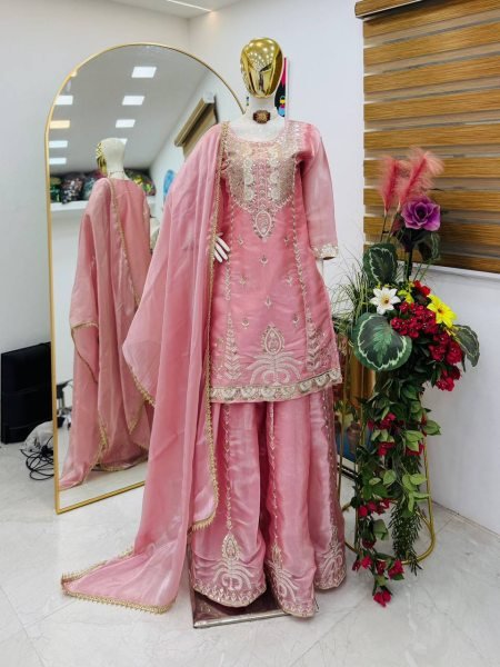 Rich Pink Women Stylish Sharara Dress for Festive Occasions Ready To Wear Collection