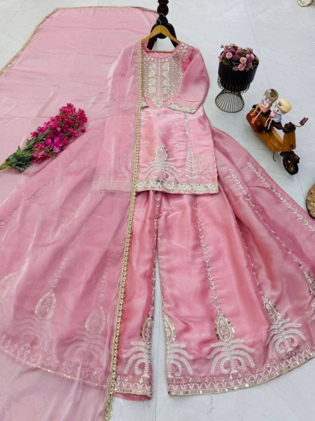 Rich Pink Women Stylish Sharara Dress for Festive Occasions Ready To Wear Collection