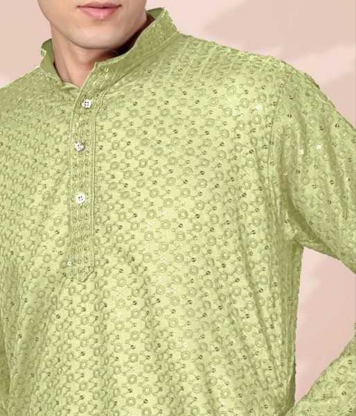 Rich Pista Lucknowi Kurta for Men with Full Sleeves at Manufacturer Rate Kurta Pajama Wholesale