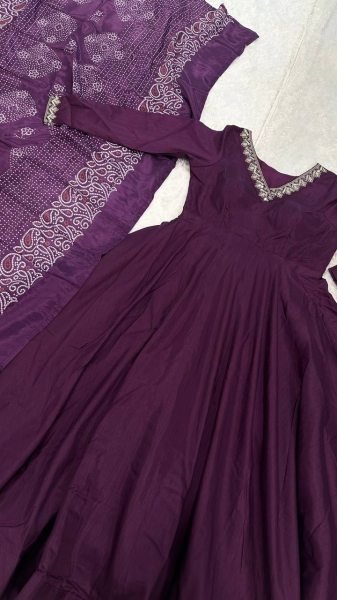 Rich Purple Jalpari Silk Anarkali Palazzo Set with Dori and Sequin Work at Manufacturer  Ready To Wear Collection