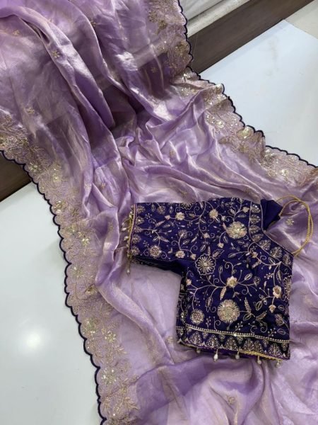 Rich Purple Satin Saree with Contrast Blouse for Wedding Functions Designer Wedding Sarees Wholesale