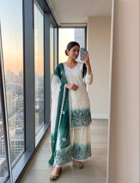 Rich Teal Blue Festive Wear Star Georgette 3 Piece Suit with Designer Embroidery For Bulk Order Ready To Wear Collection