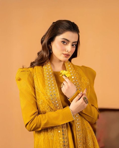 Rich Yellow Designer Roman Chanderi Silk Top Farshi Salwar Dupatta Set For Festival Collection Ready To Wear Collection