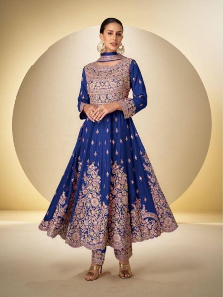 Rishta Readymade Royal Blue Georgette Anarkali Suit for International Buyers  Anarakali Gown Wholesale