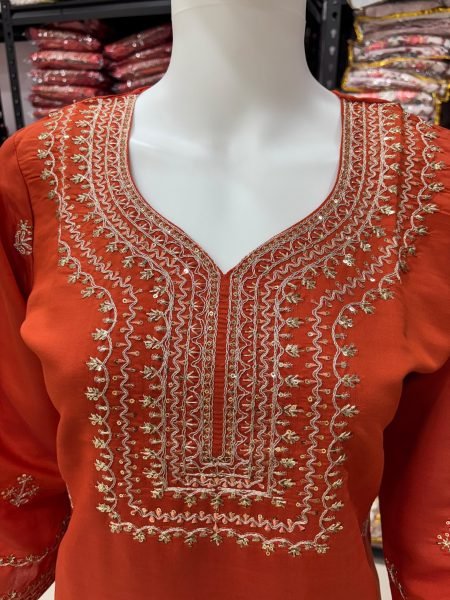 Roman Silk Embroidered 3 Pcs Plazo Set for festive Wear at Manufacturer Rate Embroidery Kurtis 