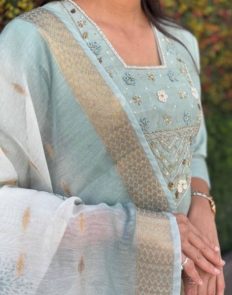 Roman Silk Kurti Pant With Dupatta For Women At Wholesale Rate 3 Piece Kurti Set
