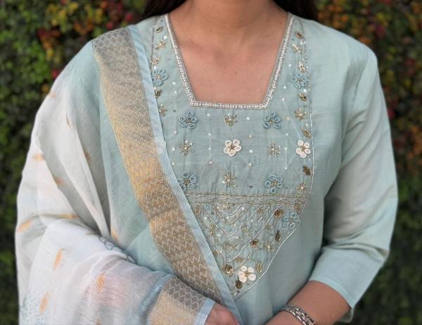 Roman Silk Kurti Pant With Dupatta For Women At Wholesale Rate 3 Piece Kurti Set