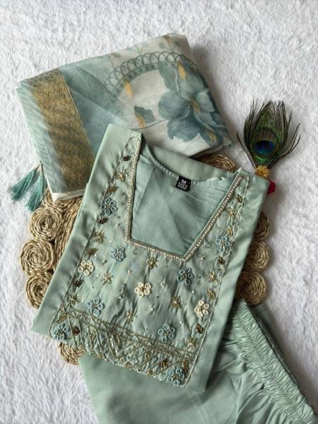 Roman Silk Kurti Pant With Dupatta For Women At Wholesale Rate 3 Piece Kurti Set