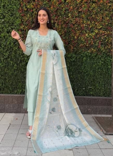 Roman Silk Kurti Pant With Dupatta For Women At Wholesale Rate 3 Piece Kurti Set