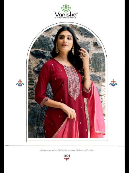 Roman Silk  kurti With Fancy Embroidery Work kurti Set 3 Piece Kurti Set