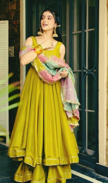 Roman Simmer Silk Palazzo Set with Gota Lace and Embroidered Dupatta Perfect for Diwali  Anarkali Kurtis 