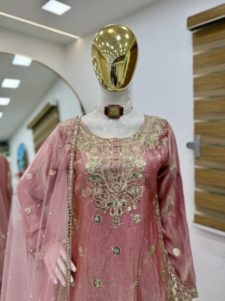 Rose Blush Fancy Crash Sharara Suit with Sequin Work Perfect for Sangeet Nights  Ready To Wear Collection