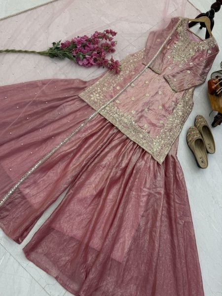 Rose Blush Fancy Crash Sharara Suit with Sequin Work Perfect for Sangeet Nights  Ready To Wear Collection