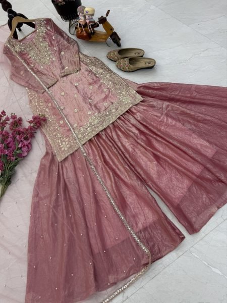 Rose Blush Fancy Crash Sharara Suit with Sequin Work Perfect for Sangeet Nights  Ready To Wear Collection