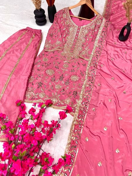 Rose Blush Pure Crepe Silk Sequin Sharara Set Readywear for Women at Manufacturer Price Ready To Wear Collection