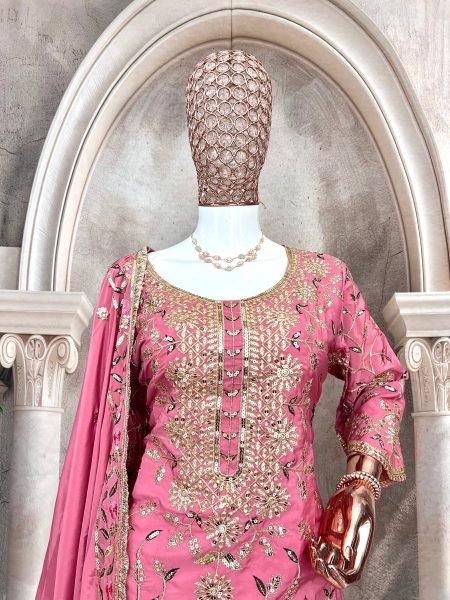 Rose Blush Pure Crepe Silk Sequin Sharara Set Readywear for Women at Manufacturer Price Ready To Wear Collection