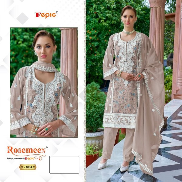 Rosemeen C-1864 Designer Organza Pakistani Suit with Embroidery Work Pakistani Suits Wholesale