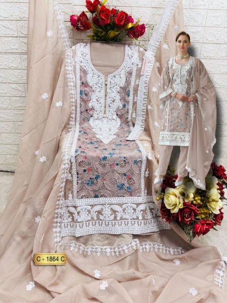 Rosemeen C-1864 Designer Organza Pakistani Suit with Embroidery Work Pakistani Suits Wholesale