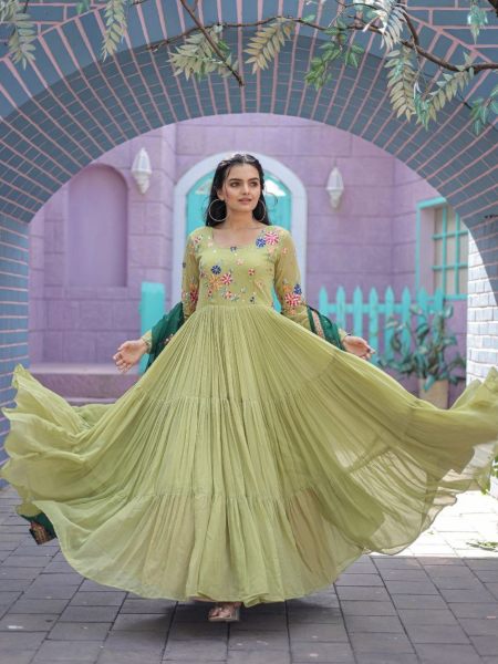 Multi-Colored Fancy Anarkali Suit Set For Raksha Bandhan - Ethnic Race