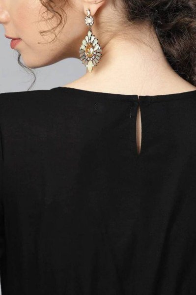 Royal Black Anarkali Kurti Set – Cotton Fabric & Checked Dupatta Cotton Kurtis Wholesale