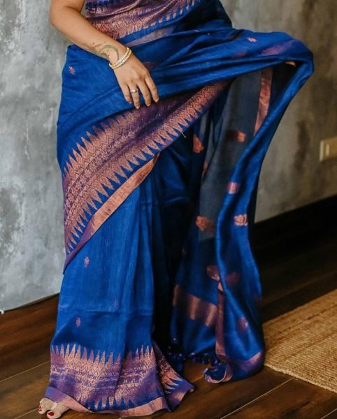royal blue banarasi silk saree with classic subtle design timeless festive pick Banarasi Saree Wholesale