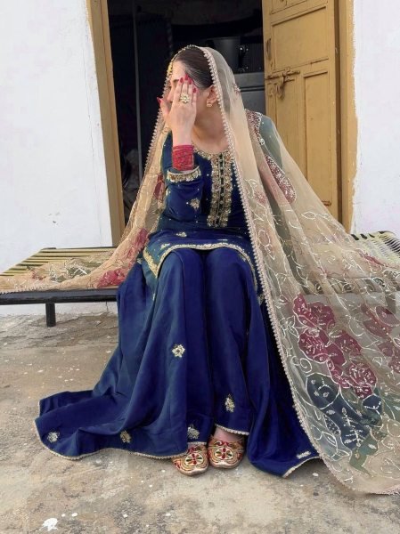 Royal Blue Chinon Palazzo Suit with Heavy Embroidery and Net Dupatta Perfect for Grand Celebrations Ready To Wear Collection