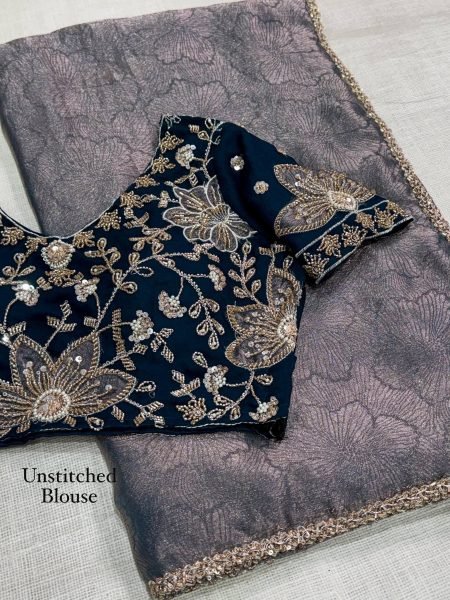 Royal Blue Fandy Satin Jacquard Saree with Zari Weaving for Wedding Wear Designer Wedding Sarees Wholesale