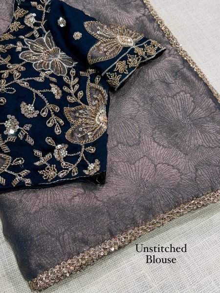 Royal Blue Fandy Satin Jacquard Saree with Zari Weaving for Wedding Wear Designer Wedding Sarees Wholesale