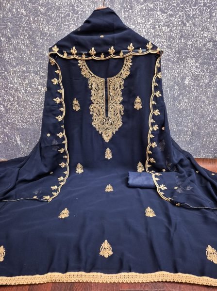 Royal Blue Festive Wear Georgette Multi Work Suit Set for Women Color Set Matching Dress Material Wholesale