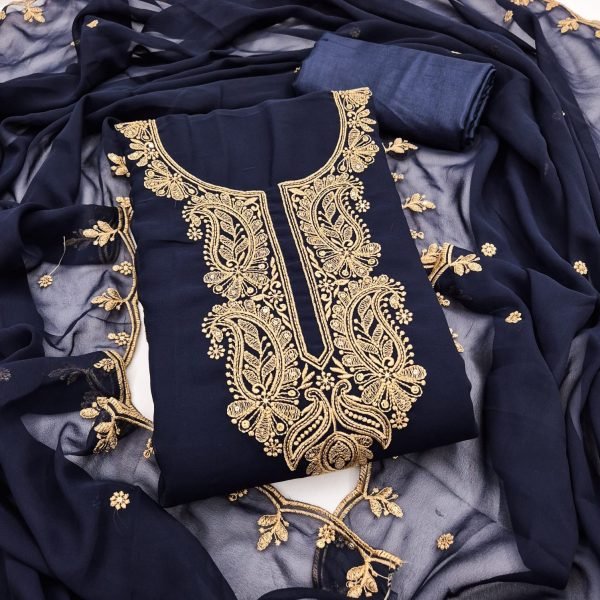 Royal Blue Festive Wear Georgette Multi Work Suit Set for Women Color Set Matching Dress Material Wholesale
