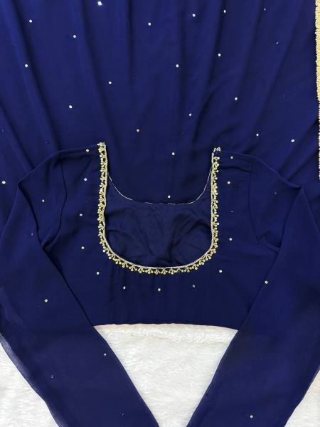Royal Blue Heavy Faux Georgette Anarkali Suit with 8-Meter Flair And Diamond Lace Dupatta Anarkali Kurtis 