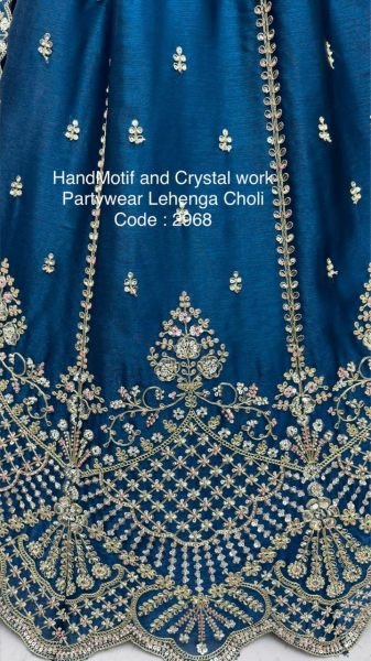 Royal Blue Satin Lehenga with Crystal Handwork and Organza Dupatta for Bridal Wear Bridal Lehenga Choli